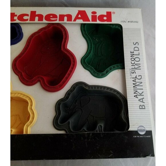 KitchenAid Animal Silicone Baking Molds Lion Monkey Rhino Elephant Alligator - Picture 2 of 8